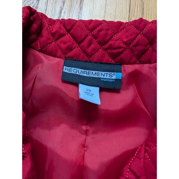 Requirements Womens Quilted Embroidered Jacket 2X Red Polyester NWT - Picture 4 of 8